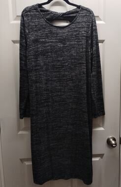 GAP Women's Size XL Black Gray Softspun Long Sleeve Twist Open Back Midi Dress